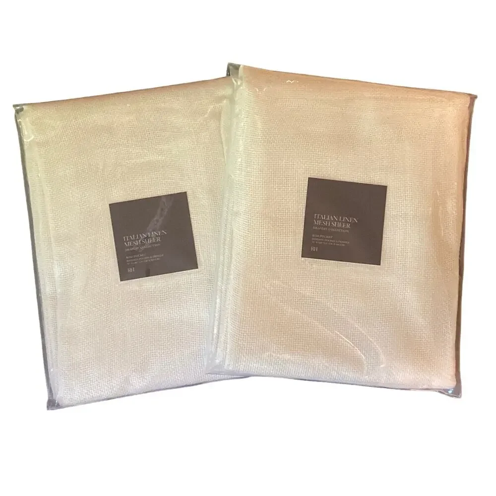 NEW! Hardware Italian Linen Mesh Sheer Drapery- GRAY, 50